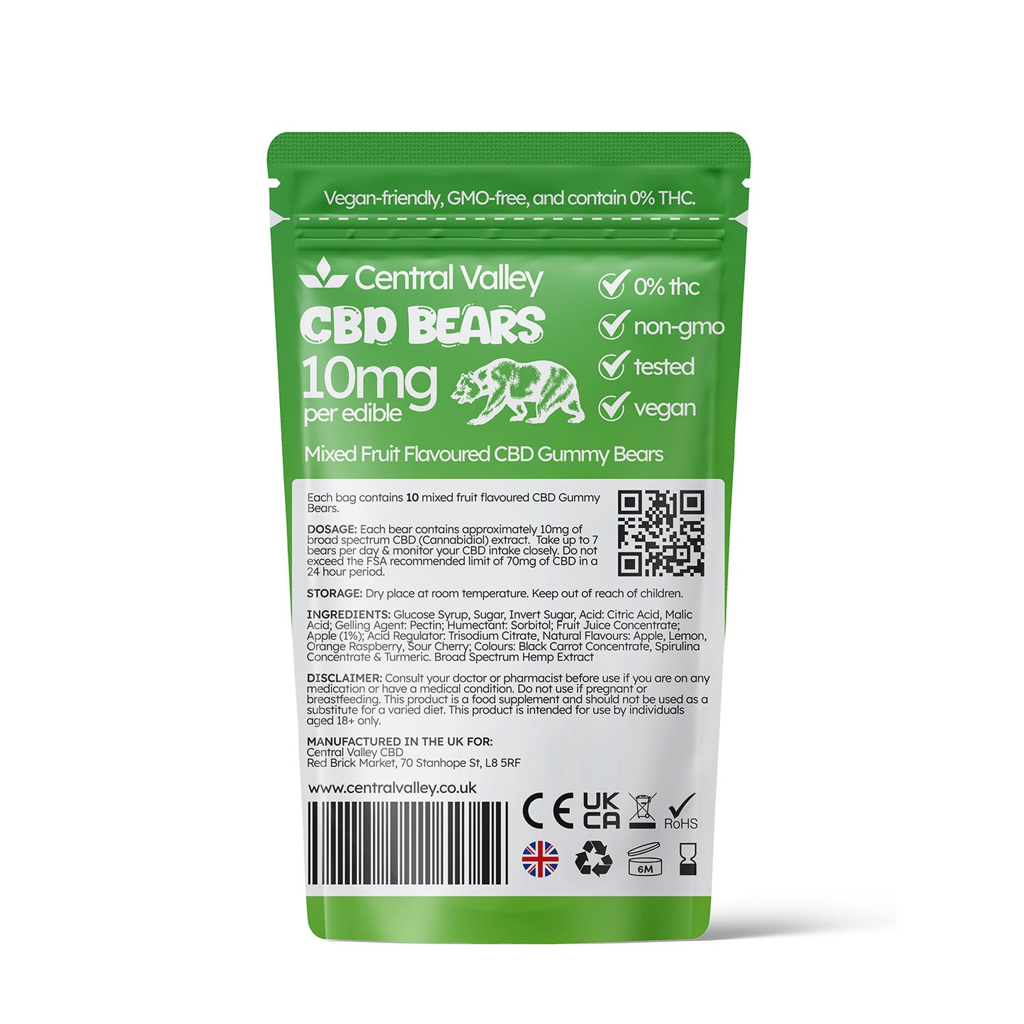 Broad Spectrum CBD Gummy Bears – 10mg per Gummy – Grab Bag (100mg Total CBD)