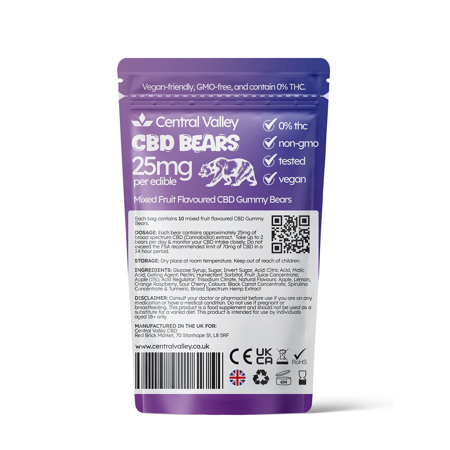 Broad Spectrum CBD Gummy Bears – 25mg per Gummy – Grab Bag (250mg Total CBD)