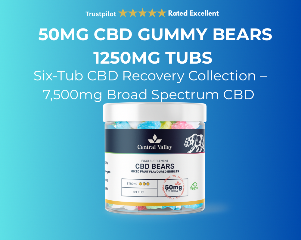 Six-Tub CBD Recovery Collection – 7,500mg Broad Spectrum CBD £88.50 | Includes Three Complimentary Tubs