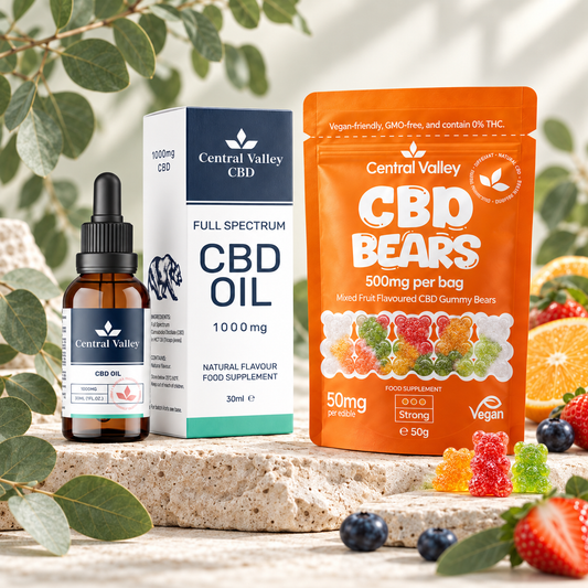 Pair 50mg CBD gummy bears with 1000mg full-spectrum CBD oil