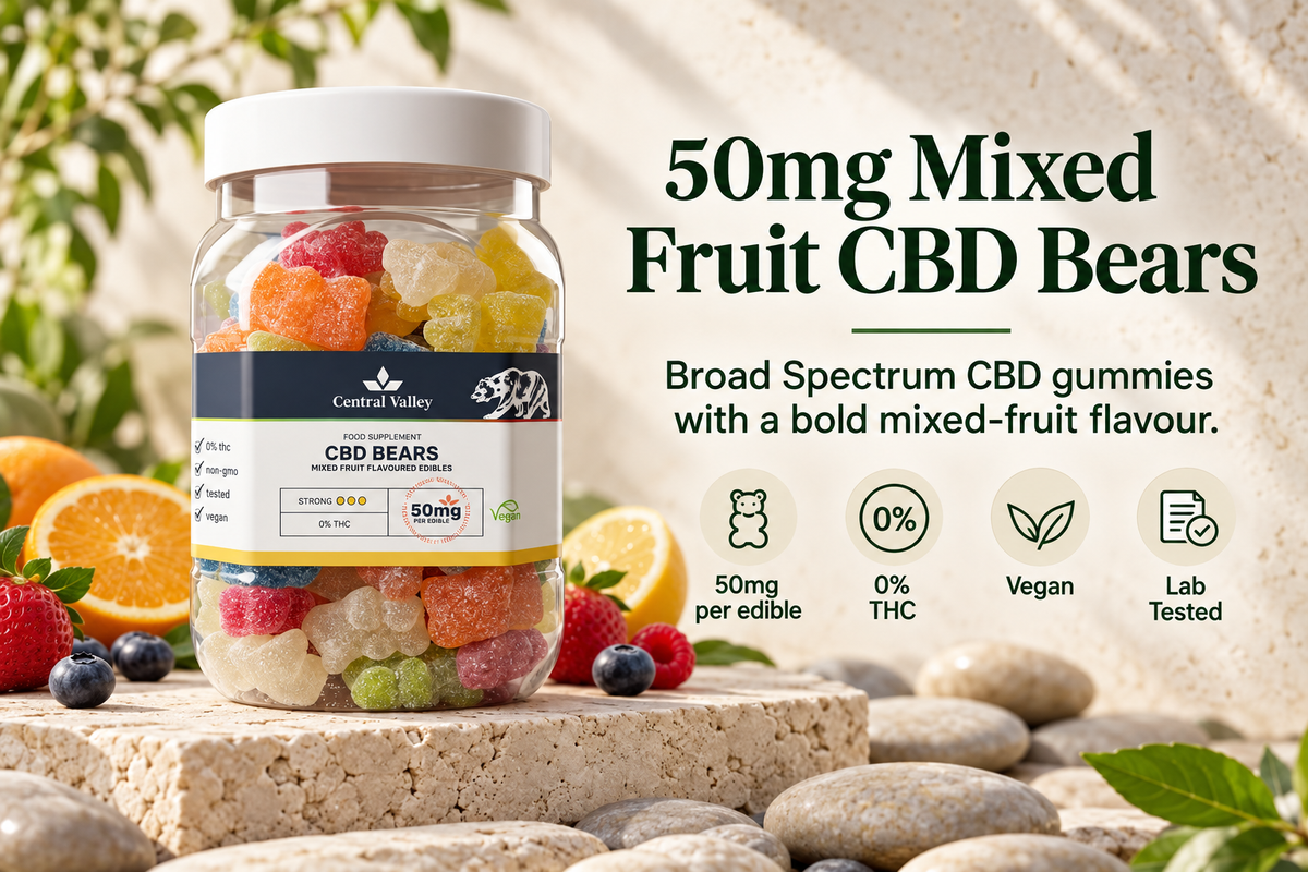 50mg CBD gummy large tub packaging – this twin-pack bundle includes two 100-gummy tubs
