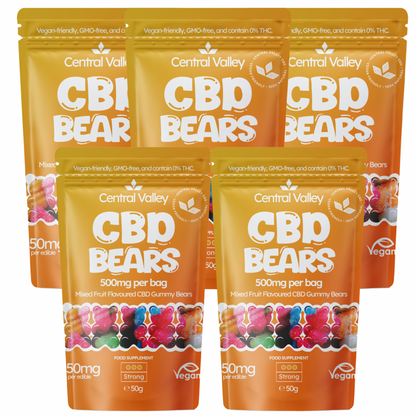 Strong 50mg CBD Gummy Bears – 5 for £22 grab bag Bundle (2500mg CBD Total)
