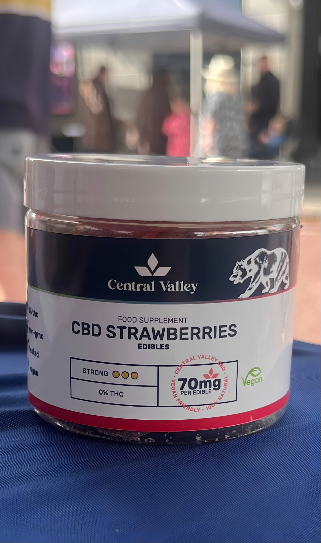 70mg Maximum Strength Strawberry CBD Gummies (Deep Night Reset) small tub