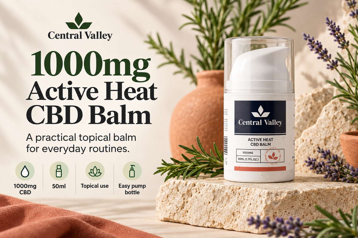 Active Heat CBD Balm 1000mg – Warming Topical, 50ml product packaging