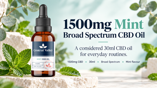 1500mg Broad Spectrum CBD Oil – Mint, 30ml (50mg per 1ml) product packaging