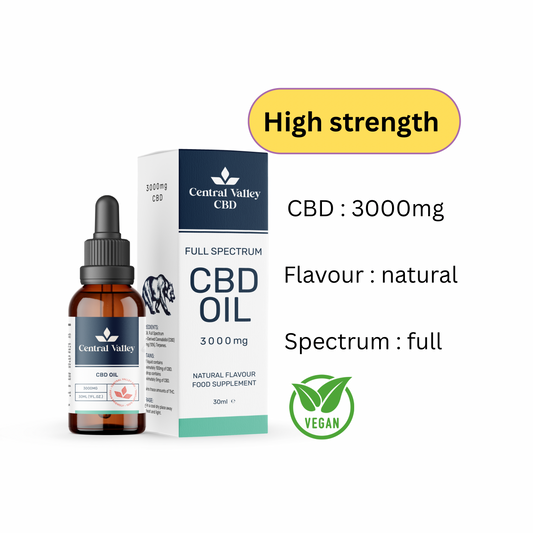 3000mg Full Spectrum CBD Oil UK 2026 | Organic Strong Strength - Central Valley CBD