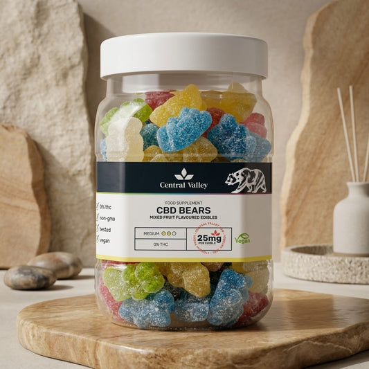 25 mg Broad Spectrum CBD Gummies – Large Tub (100 gummies) Mid strength (Daily balance)