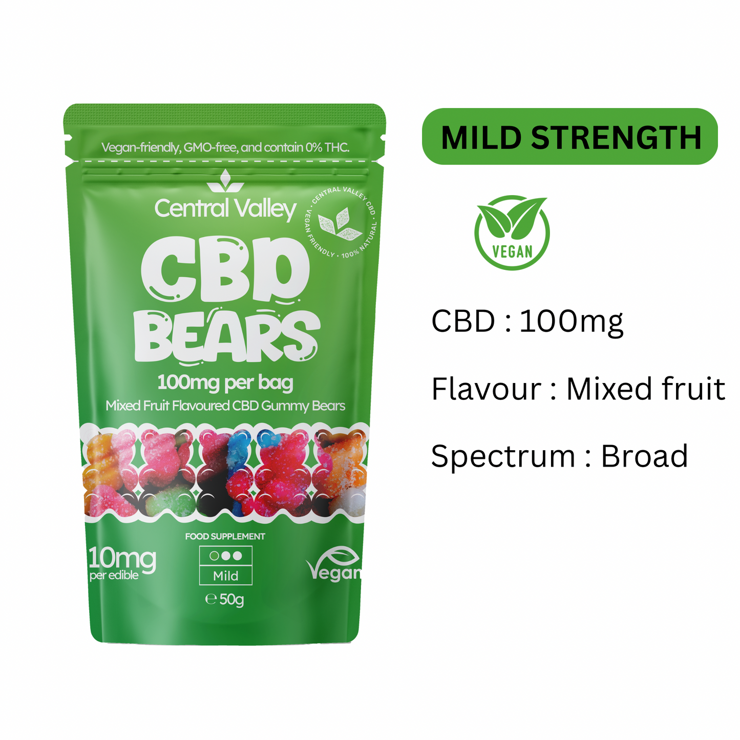 Broad Spectrum CBD Gummy Bears – 10mg per Gummy – Grab Bag (100mg Total CBD)