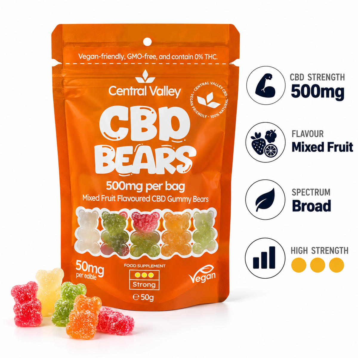 50mg Broad Spectrum CBD Gummies – 10-Gummy Grab Bag