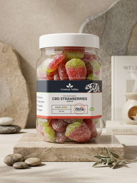 70mg Maximum Strength Strawberry CBD Gummies (max strength ) 72 large tub