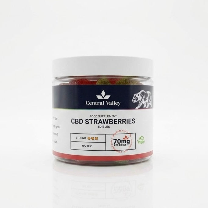 70mg Strawberry Broad Spectrum CBD Gummies – 20 Gummies