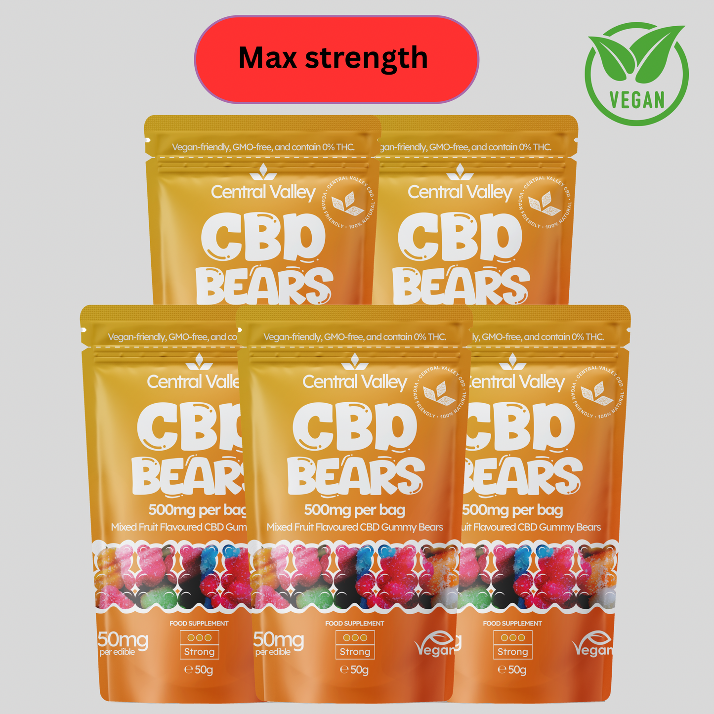 CBD Gummy Bears (50mg) strong – 5 for £30 Bundle (2500mg CBD Total)