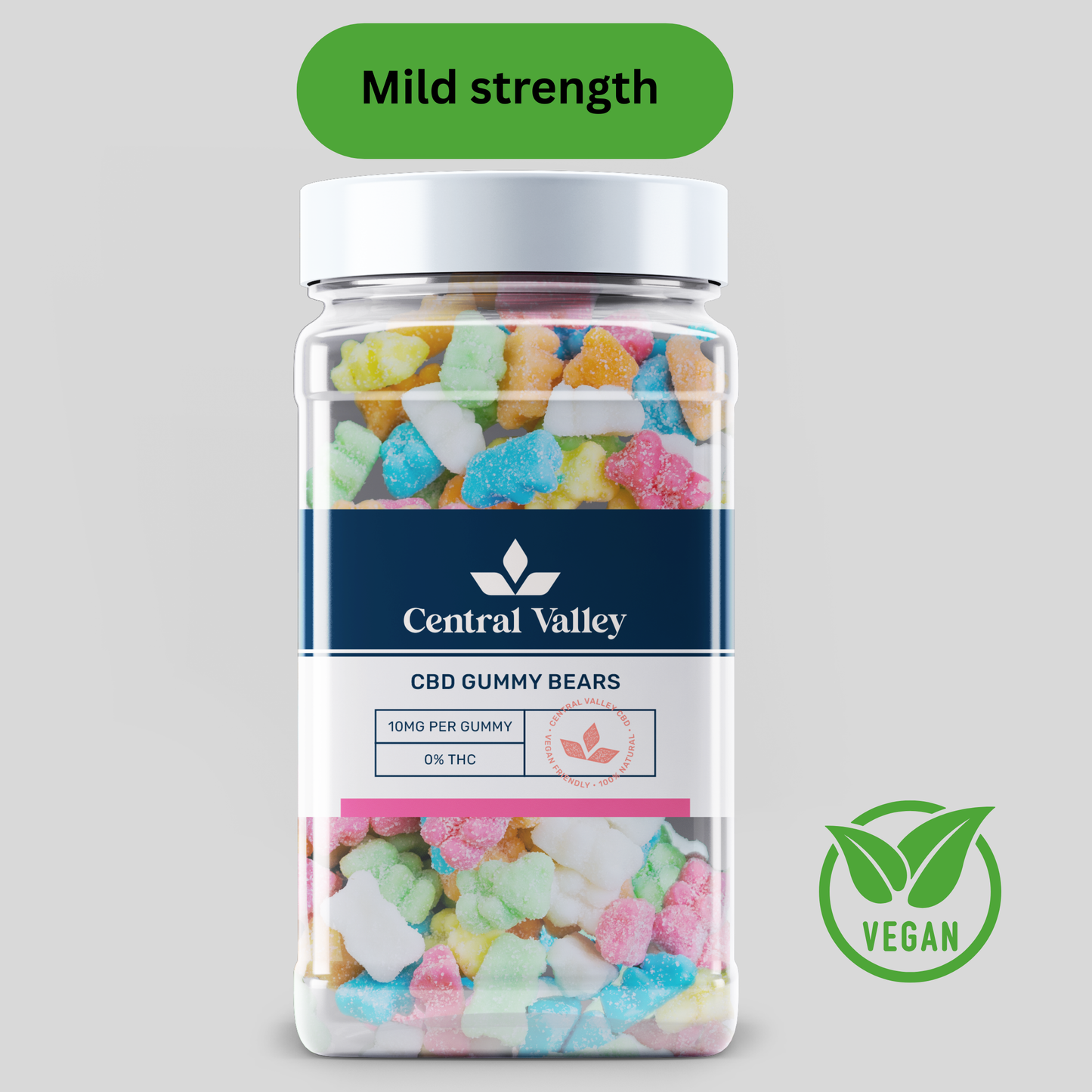 10mg CBD Gummies Organic Mixed Fruit Low Strength Large Tub - Central Valley CBD Large Tub (1,000mg Total strength )