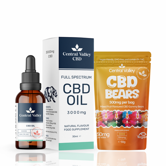 3000 mg Full-Spectrum CBD Oil (10 % CBD, 30 ml) + Free 500mg Broad-Spectrum Gummies Grab bag. Strong Therapeutic Strength