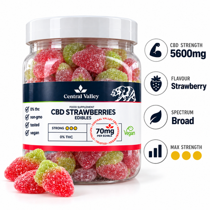 70mg Strawberry Broad Spectrum CBD Gummies – Large Tub (Approx. 78)